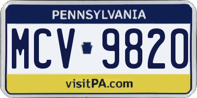 PA license plate MCV9820