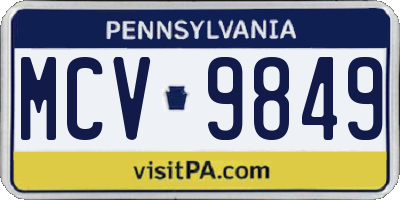 PA license plate MCV9849