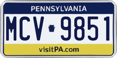 PA license plate MCV9851