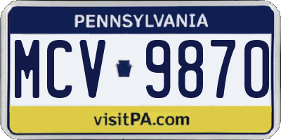 PA license plate MCV9870