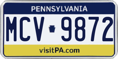 PA license plate MCV9872