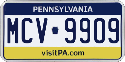 PA license plate MCV9909