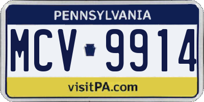 PA license plate MCV9914
