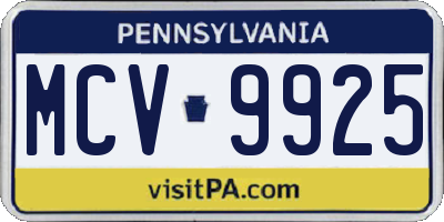 PA license plate MCV9925