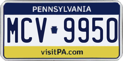 PA license plate MCV9950