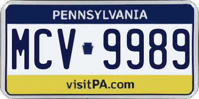 PA license plate MCV9989