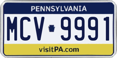 PA license plate MCV9991