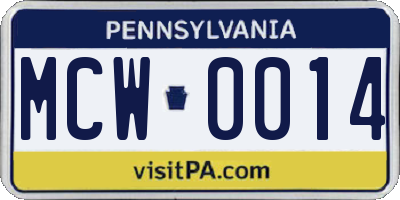 PA license plate MCW0014
