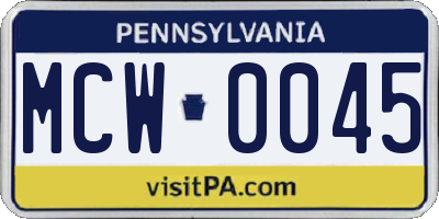 PA license plate MCW0045