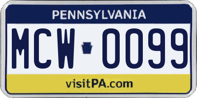 PA license plate MCW0099