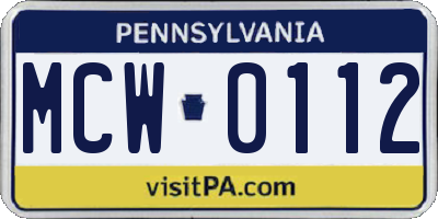 PA license plate MCW0112
