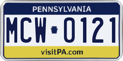 PA license plate MCW0121