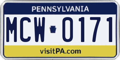 PA license plate MCW0171