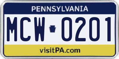 PA license plate MCW0201