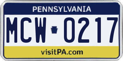 PA license plate MCW0217