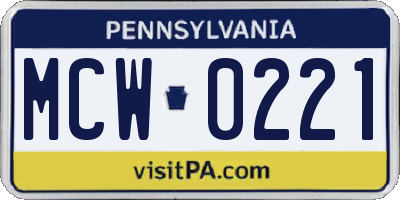 PA license plate MCW0221