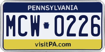 PA license plate MCW0226