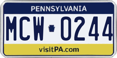 PA license plate MCW0244