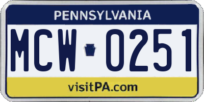 PA license plate MCW0251