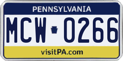 PA license plate MCW0266