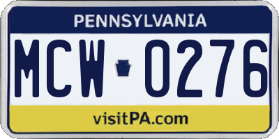PA license plate MCW0276
