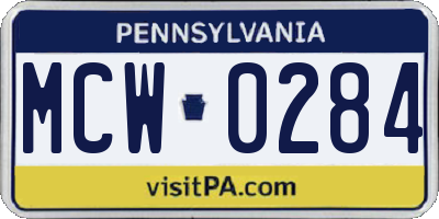 PA license plate MCW0284