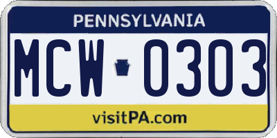 PA license plate MCW0303