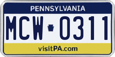 PA license plate MCW0311