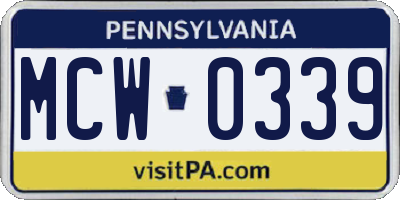 PA license plate MCW0339