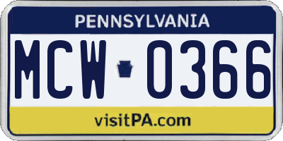 PA license plate MCW0366