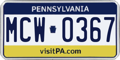 PA license plate MCW0367