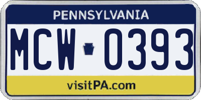 PA license plate MCW0393