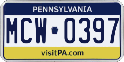 PA license plate MCW0397