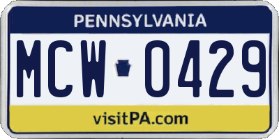 PA license plate MCW0429