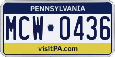 PA license plate MCW0436