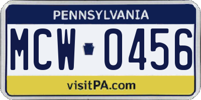 PA license plate MCW0456