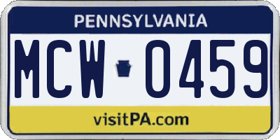 PA license plate MCW0459
