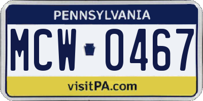PA license plate MCW0467