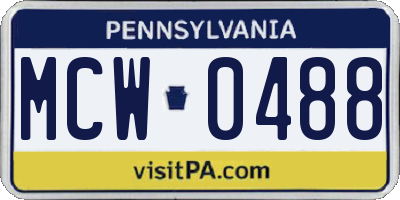 PA license plate MCW0488