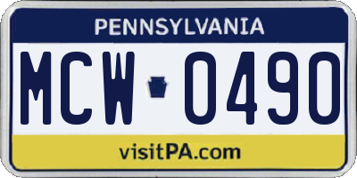 PA license plate MCW0490