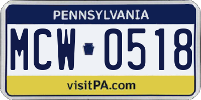 PA license plate MCW0518