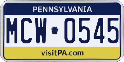 PA license plate MCW0545