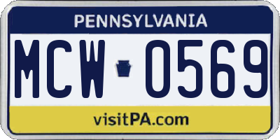 PA license plate MCW0569