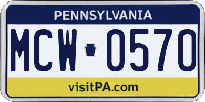 PA license plate MCW0570
