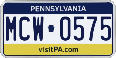 PA license plate MCW0575