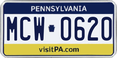 PA license plate MCW0620