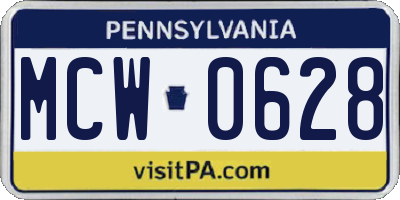 PA license plate MCW0628