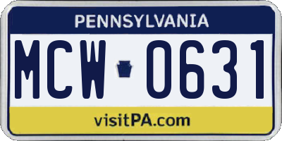 PA license plate MCW0631