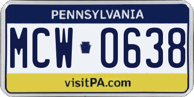 PA license plate MCW0638