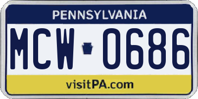 PA license plate MCW0686